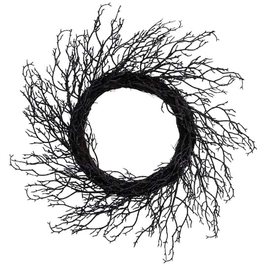 24" Black Halloween Twig Wreath